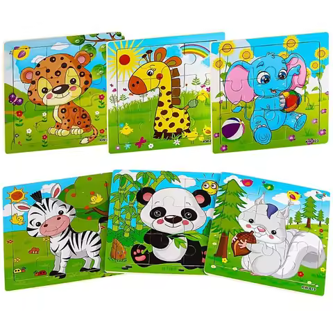 9/16 Jigsaw Puzzles for Kids Ages 2 3 4 5 Toddler Wooden Puzzle Preschool Educational Toys Set Anima