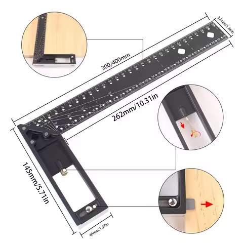 30/40CM Precision Marking Right Angle Ruler 45/90 Degree Hole Angle Ruler Industrial Scribe Marking 