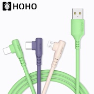 HOHO🔥สายชาร์จ 3in1 ใช้สำหรับ iPhone Micro USB Type C Liquid data cable Android  LIghtning charging หัวชาร์จ 3 หัว สายชาร์จซิลิโคน Macaron ชาร์จเร็ว สี  Pastel  น่ารักสดใส Type-C/Micro USB