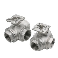 304 Stainless Steel High Platform Three-way Ball Valve T/L Type Female Thread DN8/DN10/DN15/DN20/DN2
