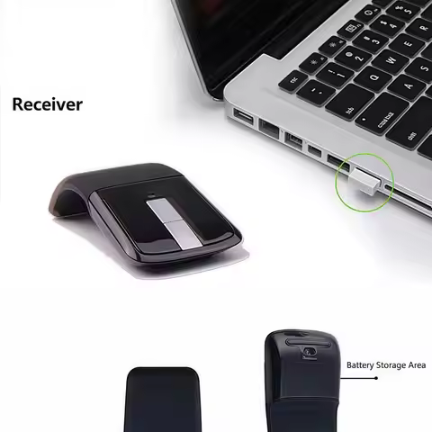 Arc-shaped Touch Folding Mouse Bluetooth/2.4G Optical Ergonomic Bluetooth Mouse 1200DPI Portable Cor