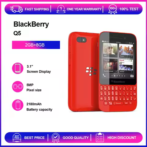 Original BlackBerry Q5 4G Unlocked Mobile Cell Phone QWERTY 3.1'' 5MP Bluetooth WLAN BlackBerry OS W
