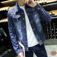 ✦Ready Stock✦ jaket jeans lelaki denim coat Trendy teen denim jacket jacket men's Korean version slim casual trend tops trend ripped fashion versatile