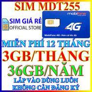 FREESHIP - Sim 4G Mobifone trọn gói 1 năm không nạp tiền MDT255 và MDT250A Sim 4G mobifone Shop sim