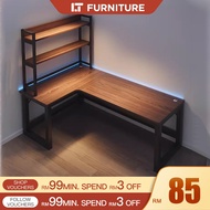 Office Table 180CM L Shape Table Carbon Fiber Computer Table with CPU Stand Study Table Meja Kompute