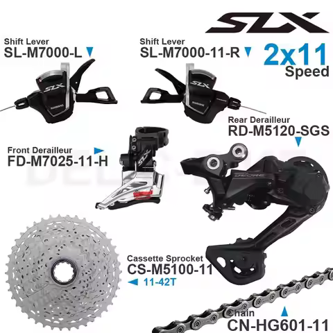 SHIMANO SLX M7000 2x11 Speed Groupset include M7000 Shifters Front Derailleur M5120 Rear Derailleur