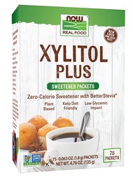 NOW Foods Real Food Xylitol Plus 75 Packets 0.0635 oz (1.8 g) Each