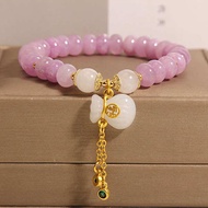 gelang couple gelang titanium anti karat original emas 916 original Natural Lavender Amethyst Abacus