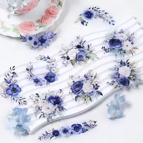 20pcs Pack Floral PET Scrapbook Tranquility Flower Watercolor Season Stickers Stationery Supplies St