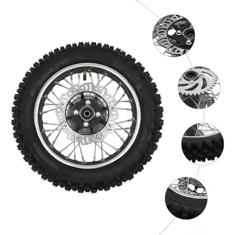 12-Inch Rear Wheel Assembly for 70cc/110cc Dirt Bike - 80/100-12 Tire Rim & Sprocket Set, Pit Bike P
