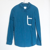 gozo 專櫃品牌 藍色 純棉 特殊設計 長袖襯衫