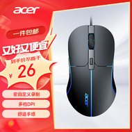 宏碁（acer）有线鼠标 游戏鼠标 宏定义鼠标 usb轻声台式电脑笔记本通用 电竞办公鼠标 M115 经典黑