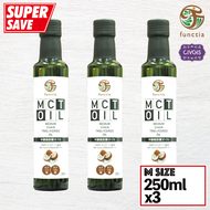 Functia MCT Coconut Oil 250ml C8 ,C10[ x 3pcs ] Ketogenic Diet / น้ำมันเอ็มซีทีออยล์ ขนาด 250ml x 3ขวด สุดคุ้ม อุดมด้วยC8 และ C10 เหมาะสำหรับผู้ที่ทานคีโต