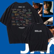 Jay Chou song collection short sleeve t-shirt men's same album lyrics summer T-shirt cotton clothes loose trend AWW8