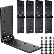 4 Pcs Heavy Duty Gate Hinges, Black Door Hinges, 270 Degree Adjustable Butt Folding Door Hinges, Iro