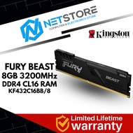 KINGSTON FURY BEAST 8GB DDR4 3200MHz CL16 NON-ECC DIMM RAM - KF432C16BB/8