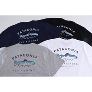 เสื้อยืดกีฬากลางแจ้ง Patagonia พิมพ์ลายปลาฉลามแขนสั้นคลาสสิก