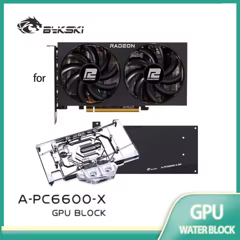 Bykski A-PC6600-X GPU Block for Powercolor Fighter AMD Radeon RX 6600 8GB Graphics Card /with Backpl