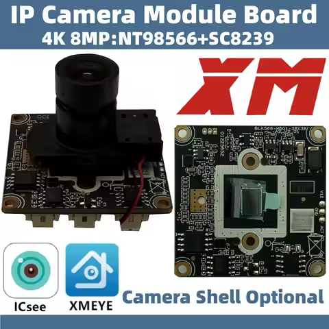 XM 4K 8MP N8F NT98566+SC8239 IP Camera Module Board 3840*2160 ICsee XMEYE P2P IRCut NightVision Radi