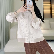 Autumn Womens New Fashion Pleated Jacket Printed Casual Cardigan Top