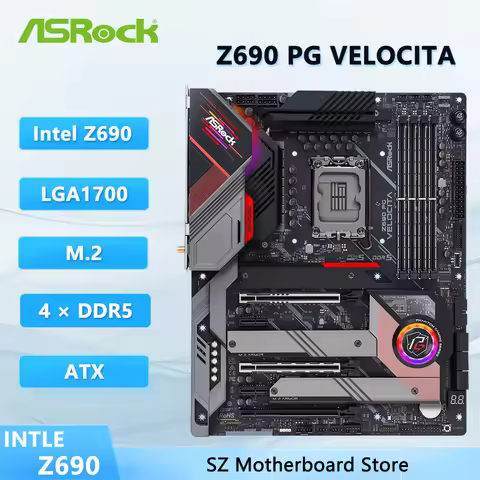 Asrock Z690 PG VELOCITA Motherboard Intel Z690 DDR5 LGA1700 192GB M.2 ATX support i7-14790 i5-14600