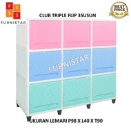 LEMARI PLASTIK CLUB TRIPLE FLIP 3SUSUN BUFET TV RAK SERBAGUNA RAK