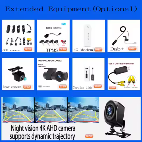 Android DAB + DVR TPMS CARPLAY OBD 360 telecamere per Autoradio Lettore DVD Sistema Di Monitoraggio 
