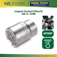 KING TOYO 1/2" 6 Point Box Socket Chrome Short Length/6PT Socket Box 8mm-32mm/Box Socket Chrome Mata