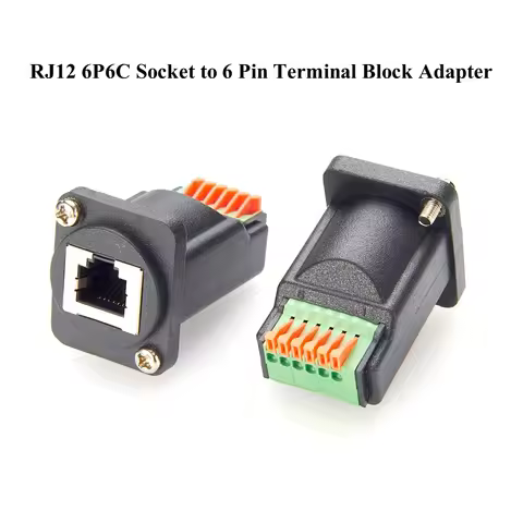 RJ12 6P6C Female Panel Mount 6 Pin Terminal Block Adapter Bulkhead Adapter D-type module RJ12 6P6C F