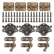 JJ* Antique Finish Metal Jewelry Box Hinges Lock Set with Installation Screws