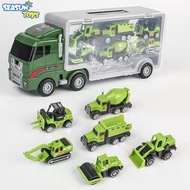 HOT!!!❧✼▧ pdh711 SEASUN TOYS Large Container Truck Engineering Fire Truck Portable Storage Boy's Toys With 6PCS Small Car For Kids Early Toys