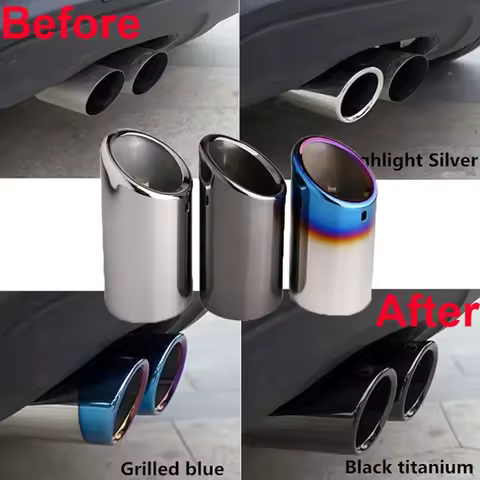 2Pcs Auto Car Exhaust Muffler Tip Pipes Covers fit for VW Tiguan Passat B7 CC Audi A3 8P A4 B8 Q5 A1