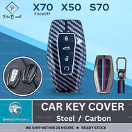 Proton X50 X70 Facelift S70 Key Cover Steel Carbon Key Case Proton Key Cover Keychain Accessories