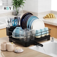 HSY [tak perlu pemasangan]Rak Piring Dish Drying With Water Tray Rack Kitchen Rak Dapur