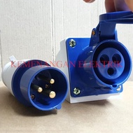 FORT SURFACE SOCKET MOUNTING + PLUG 3 PIN 2 PHASE 16A WATERPROOF SET