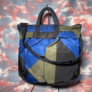 90% new Porter x Marni 2way helmet bag 藍綠黑色拼色尼龍兩用頭盔袋 斜揹袋 側揹袋