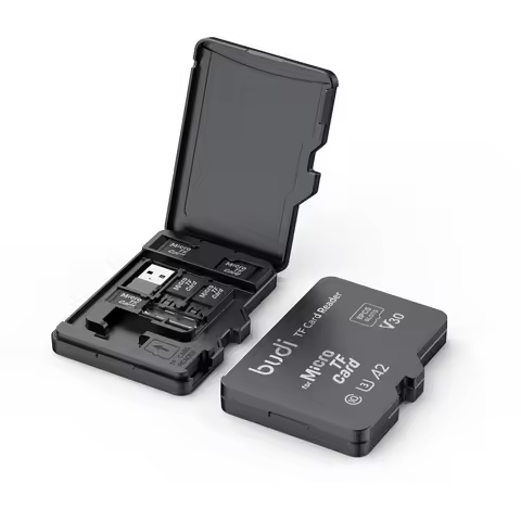 BUDI TF Memory Card Storage Case With Memory Card Reader USB Type-C & USB Compatible Memory Card Hol