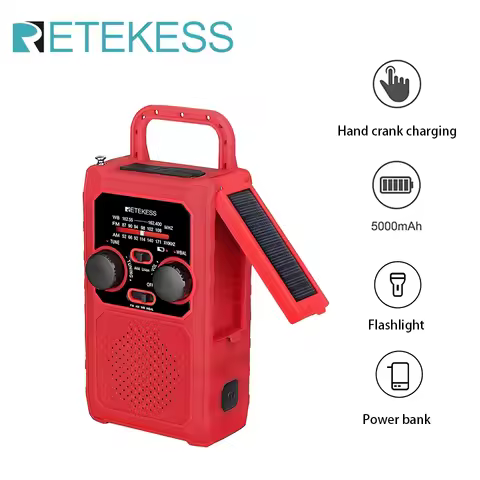 RETEKESS TR201 FM AM SOS Portable Emergency Radio LED Lighting Hand Crank Solar Radio Receiver For C