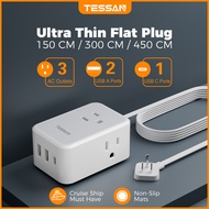 【ส่งไวจากไทย】TESSAN สีดำ ขาว รางปลั๊กไฟ 3 ช่อง USB-C ปลั๊กไฟ 1.5 เมตร 3.0 เมตร ปลั๊กสามตาแบน 2200W 1