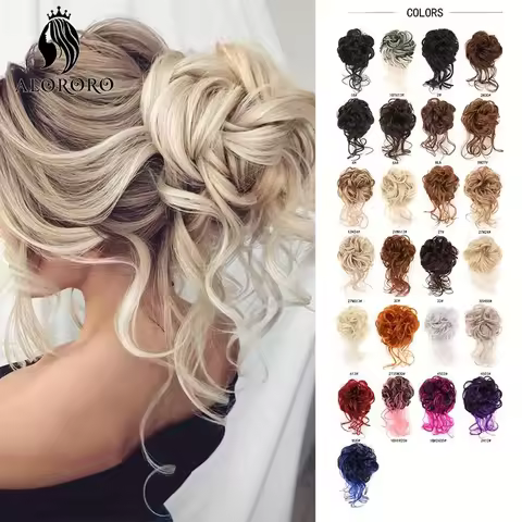 Messy Fringe Claw Clip Bun Synthetic Curly Messy Bun Hair Piece Loose Wispy Fringe Hair Extension Fo