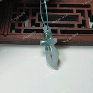 Kalung Liontin Giok Burma Ukir Pisau / knife + sertifikat