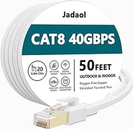 Cat8 Ethernet Cable, Outdoor&Indoor, 50 FT Heavy Duty High Speed Cat 8 LAN Network Cable, 40Gbps 200
