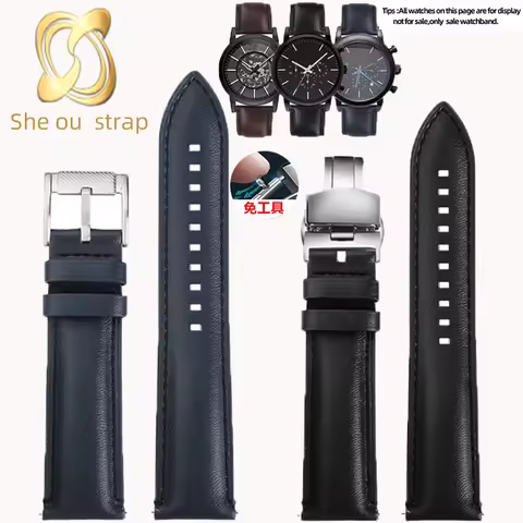 Leather Strap For Armani AR1918 AR1981 AR2447 AR60008 Fossil FS5088 FS5380 Panerai PAM1391/1565 Cowh