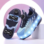 New style Heelys shoes for girls with four wheels that can walk and slide USB Rechargeable Boys Spor