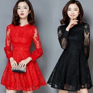 Lantern sleeves long lace mini dress(AN01)