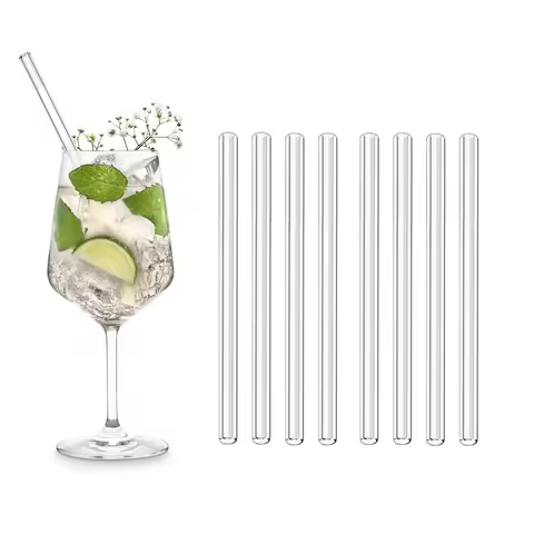 6inch 15CM Short Glass Drinking Straws 8Pcs/set Eco Friendly Reusable Cocktail Straw for Smoothies M
