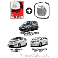 AUTO FILTER + TOYOTA CVT TC ORIGINAL 4L GEAR OIL PACKAGE - ESTIMA ACR50 2006 ABOVE / ALPHARD VELLFIR