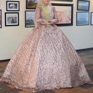Gaun Mewah Preloved Pengantin Premium Blink Ekor Panjang Hanya 1X
