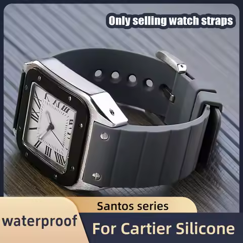 20mm 23mm Bracelet For Cartier Santos Sandoz 100 Silicone Watch Strap Waterproof Rubber Watch band M