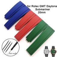 20mm Silicone Watchband for Rolex GMT Daytona Submariner Bracelet Water Ghost Rubber Soft Waterproof Wristband Women Men Replacement Watch Wrist Strap